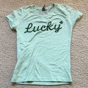 Mint Green T-Shirt with Lucky Print girls 7/8